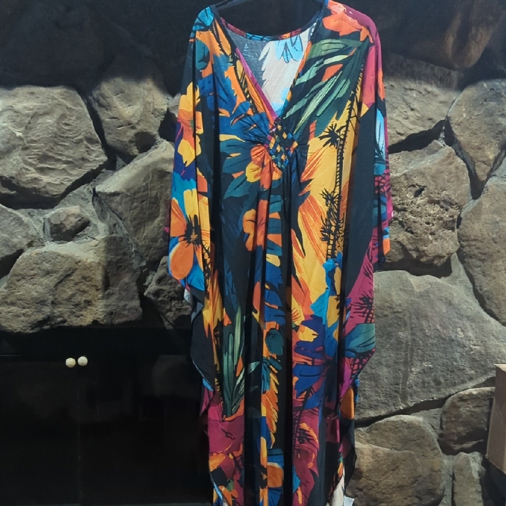 Vibrant Floral Kaftan Dress